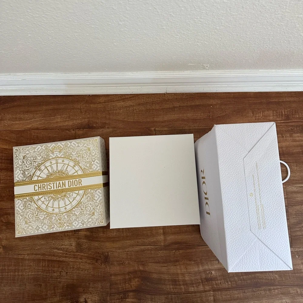 Authentic Dior gold and white box and bag